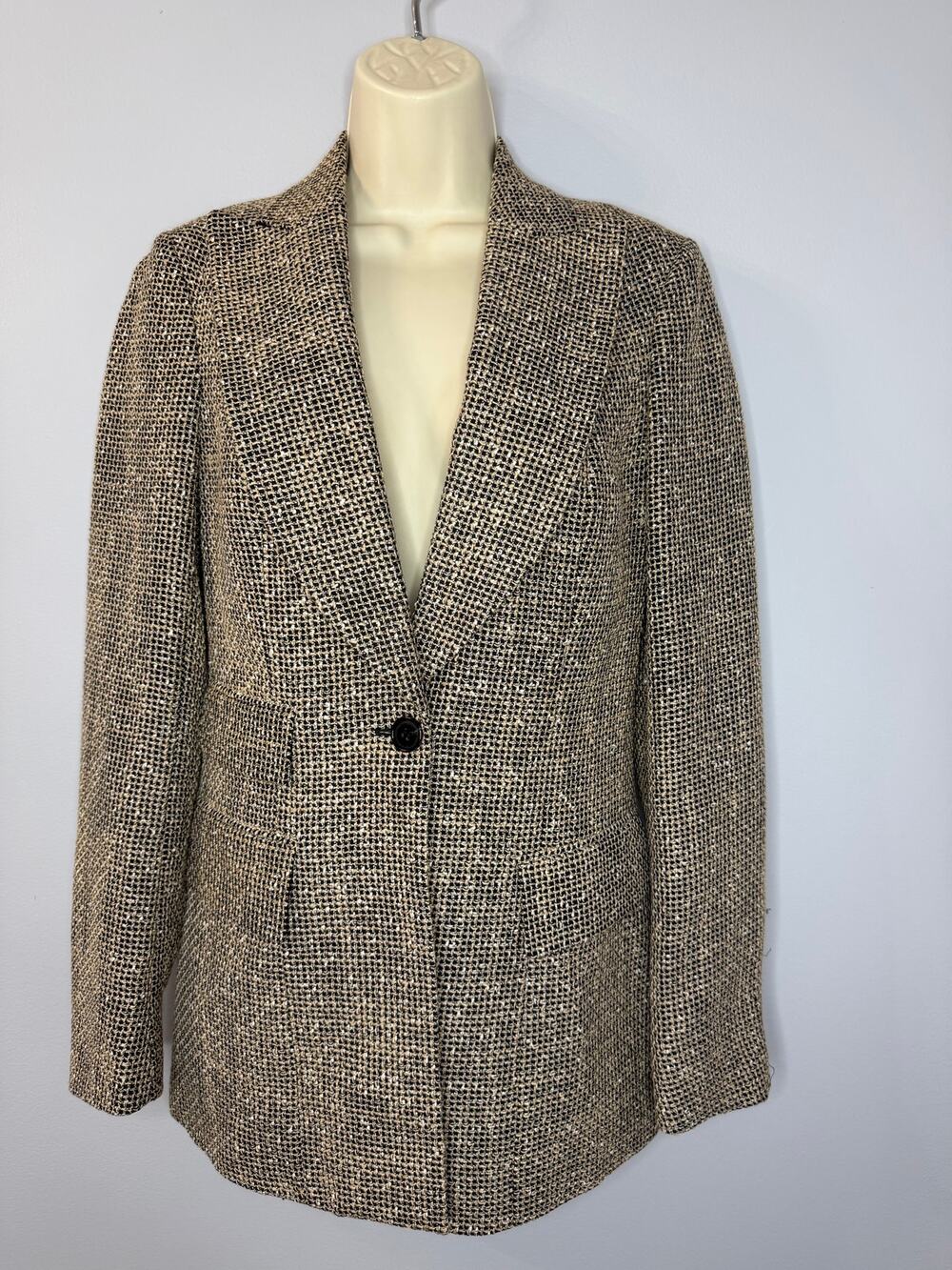 Suistudio Palermo Blazer Jacket Linen Woven Italia Fabric Tan Metallic 38L US6
